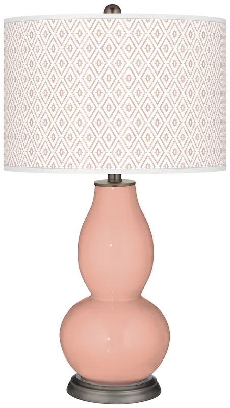 Mellow Coral Diamonds Double Gourd Table Lamp