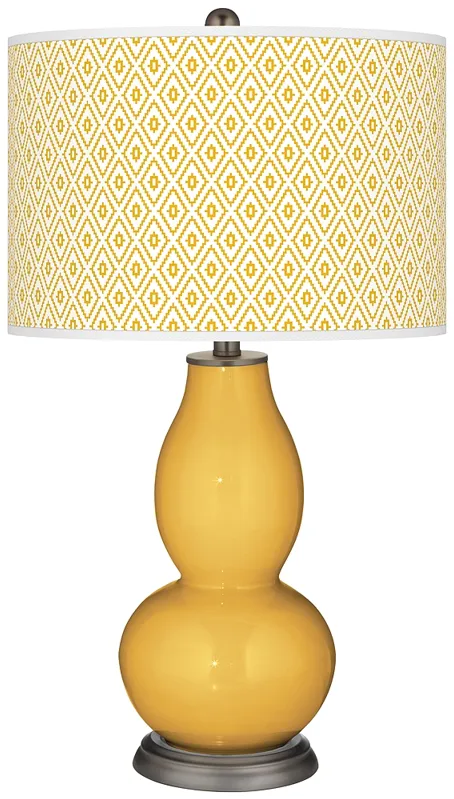 Goldenrod Diamonds Double Gourd Table Lamp