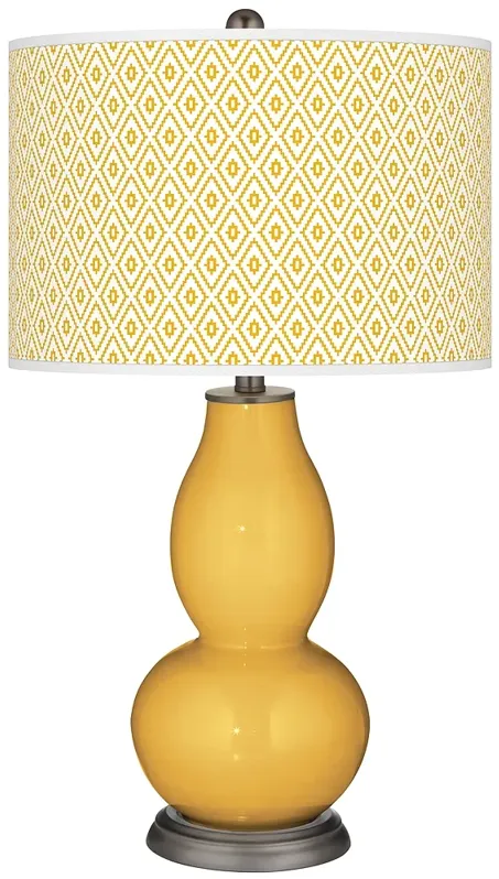 Goldenrod Diamonds Double Gourd Table Lamp