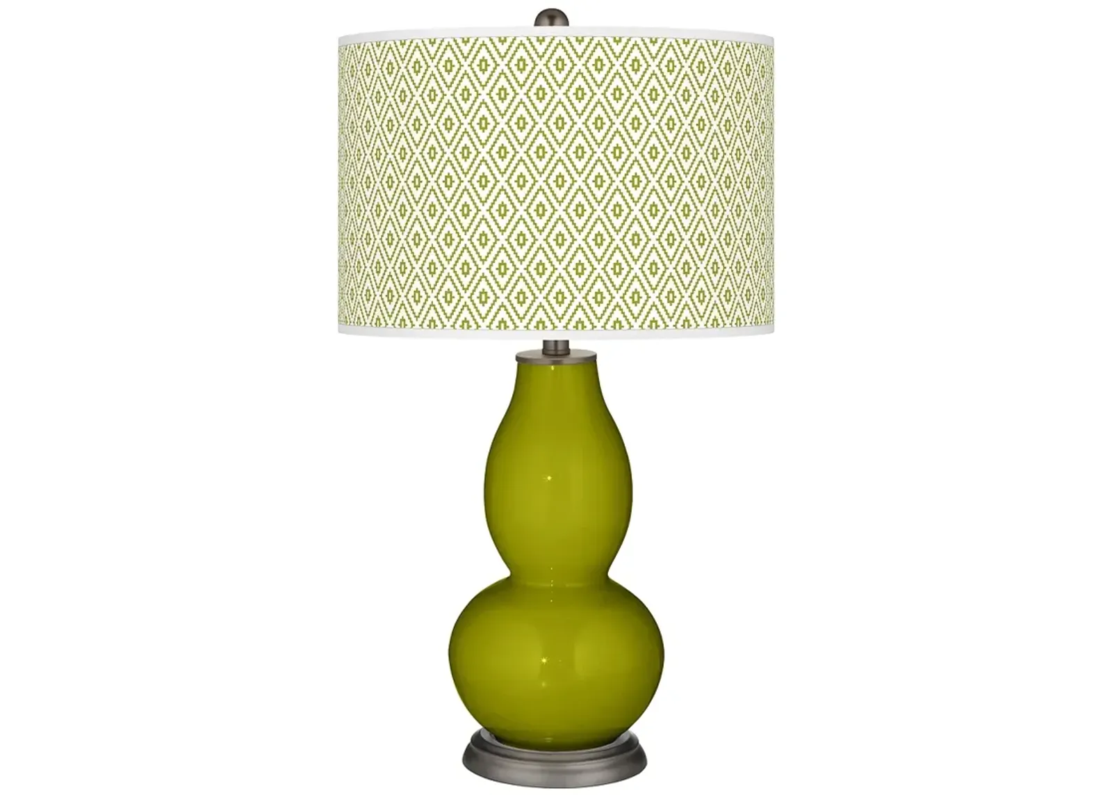 Color Plus Double Gourd 29 1/2" Diamonds Shade Olive Green Table Lamp