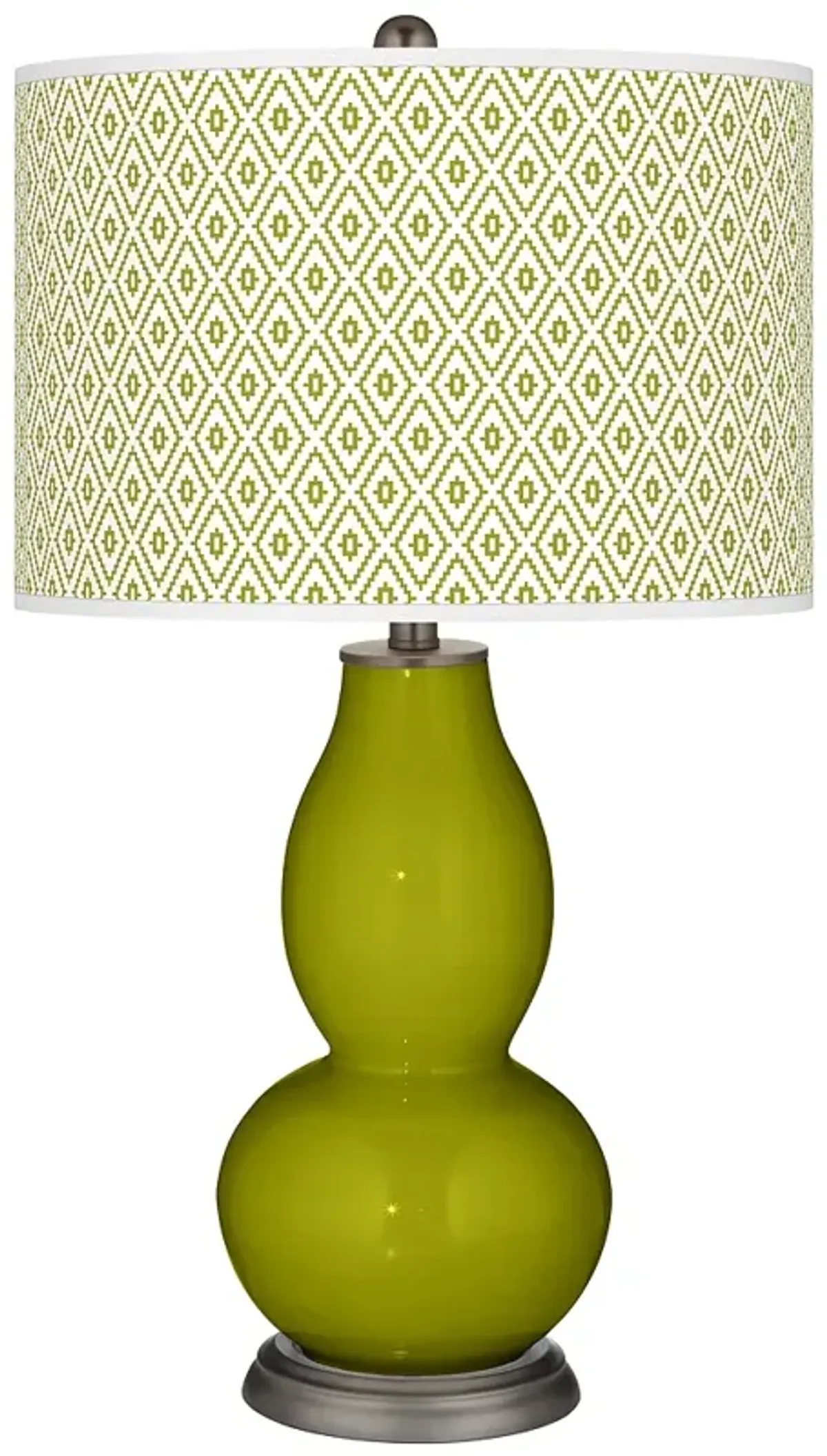 Color Plus Double Gourd 29 1/2" Diamonds Shade Olive Green Table Lamp