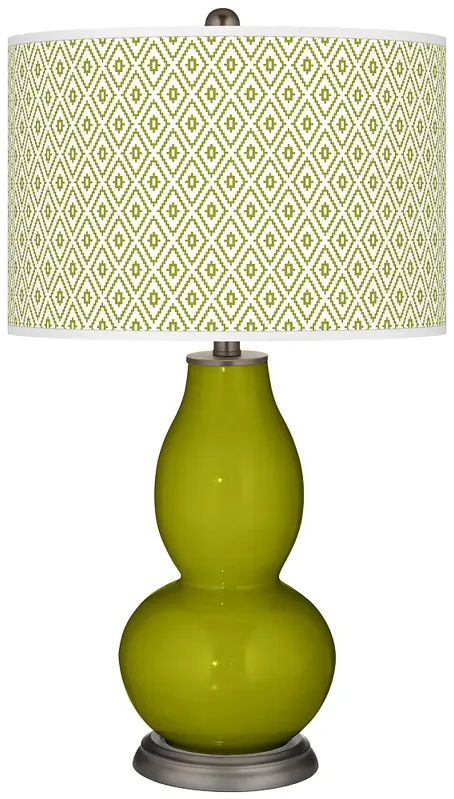 Olive Green Diamonds Double Gourd Table Lamp