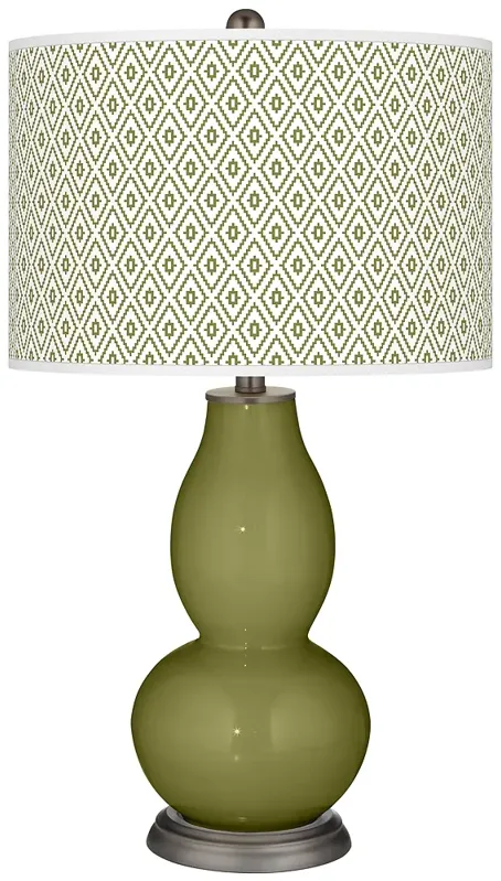 Rural Green Diamonds Double Gourd Table Lamp