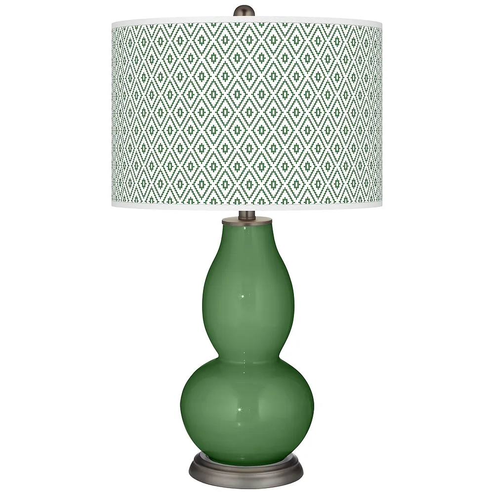 Color Plus Double Gourd 29 1/2" Diamonds Shade Garden Grove Green Lamp