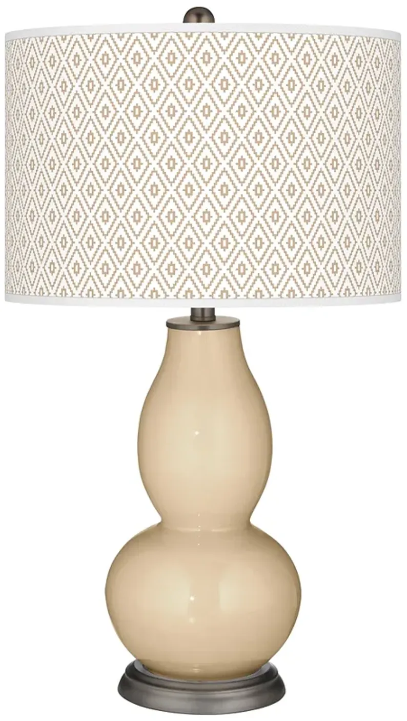 Colonial Tan Diamonds Double Gourd Table Lamp