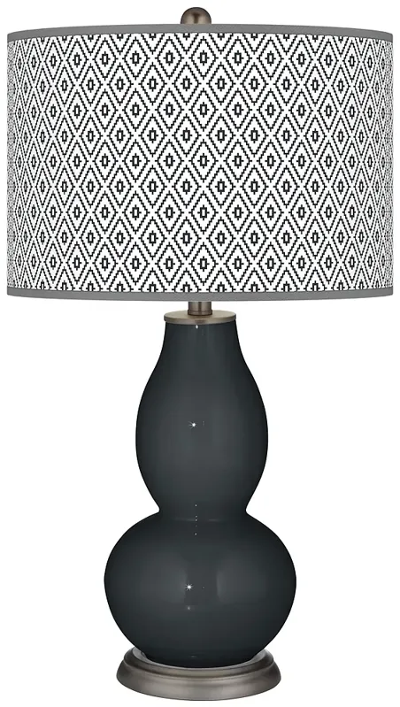 Black of Night Diamonds Double Gourd Table Lamp