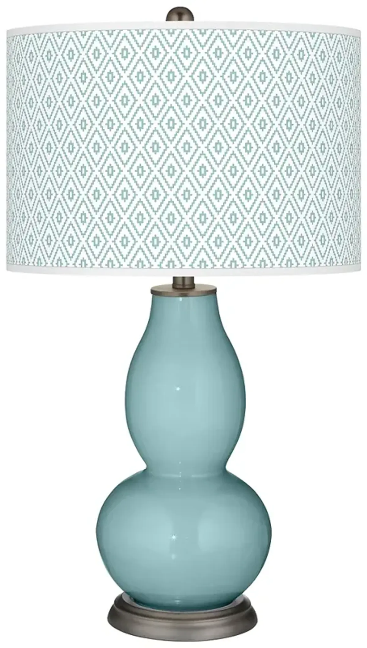 Color Plus Double Gourd 29 1/2" Diamonds Raindrop Blue Table Lamp