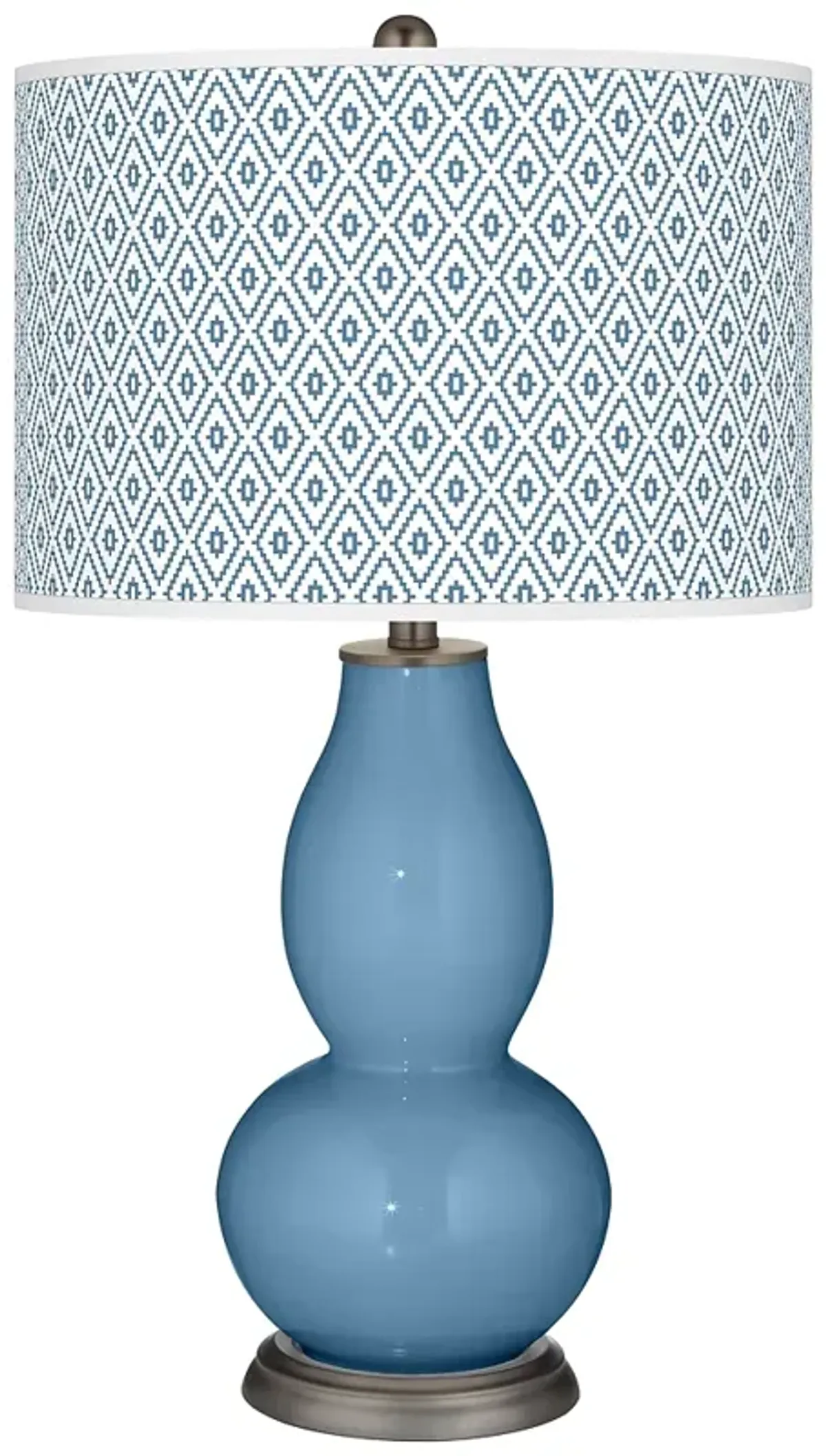 Color Plus Double Gourd 29 1/2" Diamonds  Shade Secure Blue Table Lamp