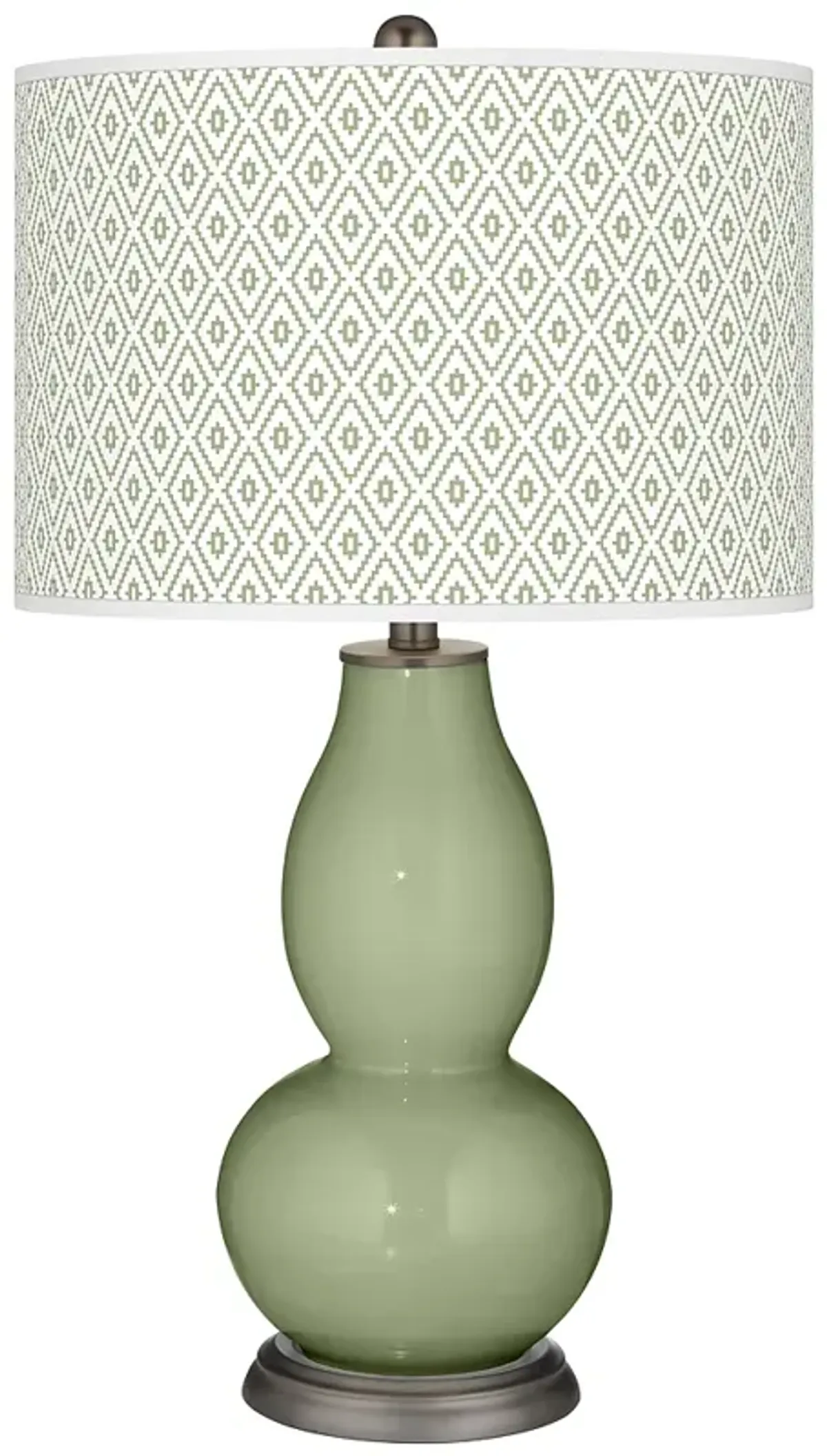 Color Plus Double Gourd 29 1/2" Diamonds and Majolica Green Table Lamp