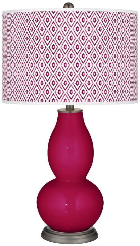 French Burgundy Diamonds Double Gourd Table Lamp
