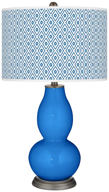 Royal Blue Diamonds Double Gourd Table Lamp
