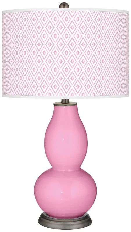 Color Plus Double Gourd 29 1/2" Diamonds Candy Pink Table Lamp