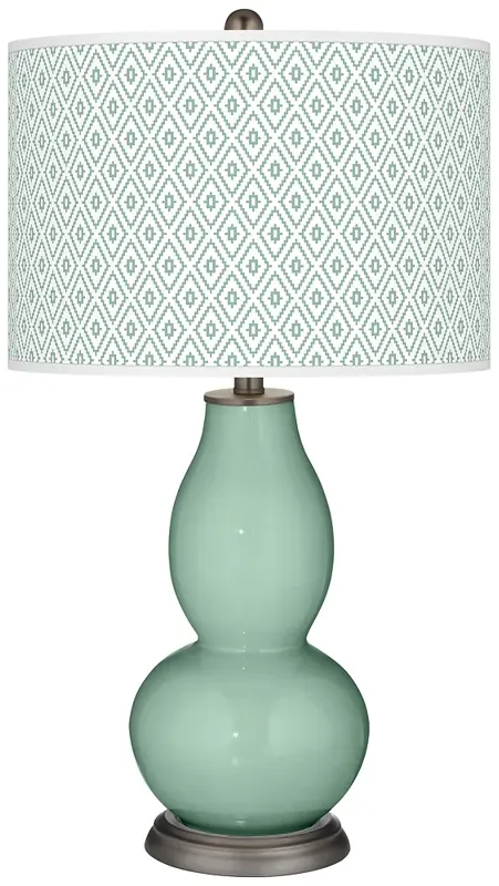 Grayed Jade Diamonds Double Gourd Table Lamp