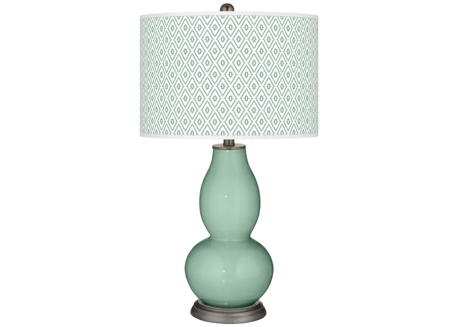 Grayed Jade Diamonds Double Gourd Table Lamp