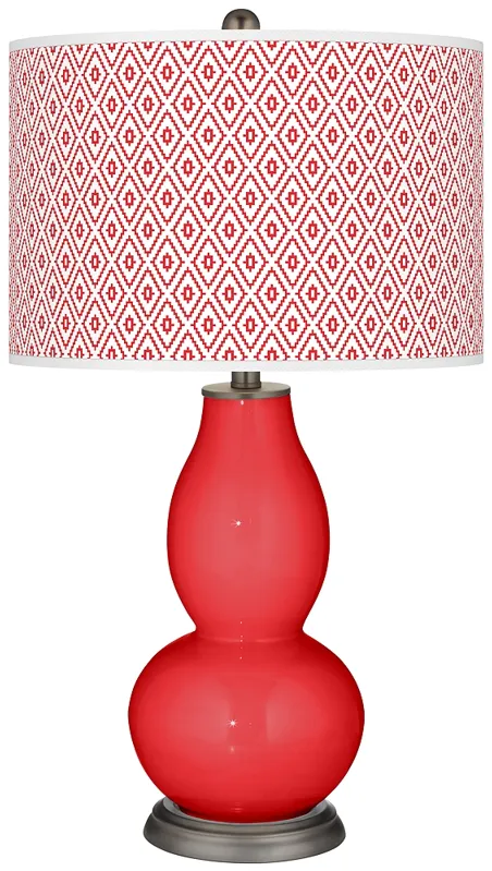 Poppy Red Diamonds Double Gourd Table Lamp