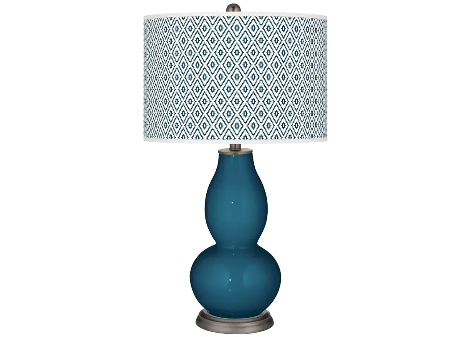 Color Plus Double Gourd 29 1/2" Diamonds Shade Oceanside Blue Lamp