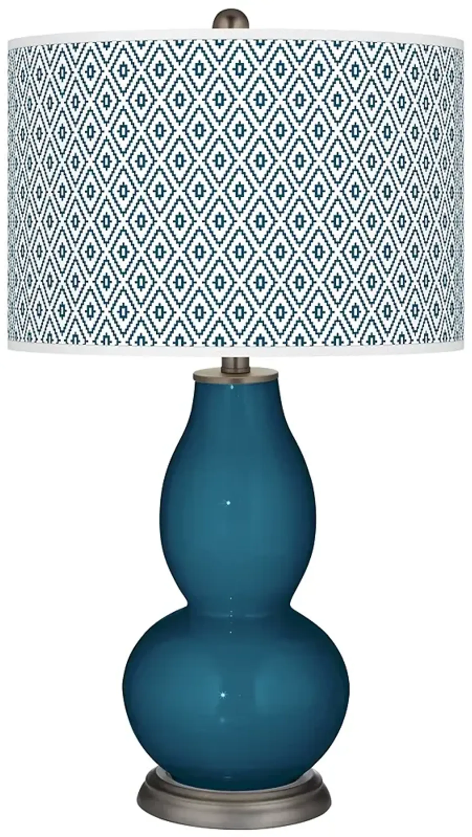 Color Plus Double Gourd 29 1/2" Diamonds Shade Oceanside Blue Lamp