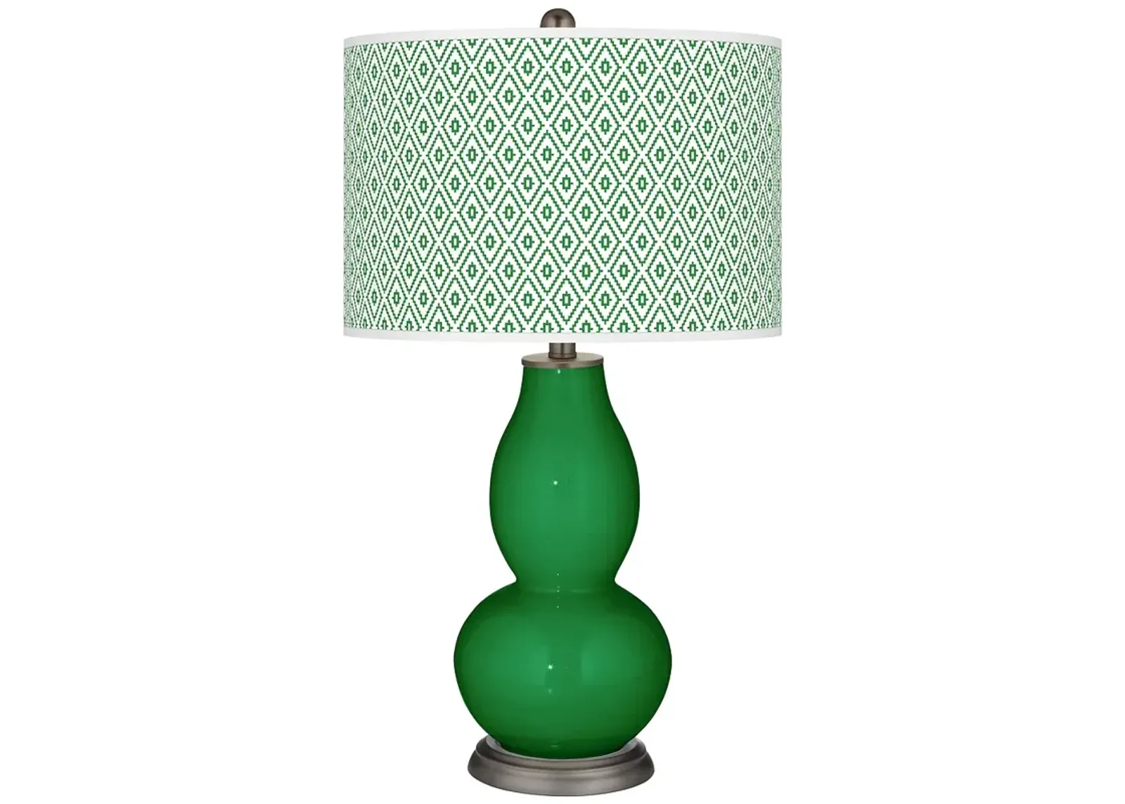 Color Plus Double Gourd 29 1/2" Diamonds Shade Envy Green Table Lamp