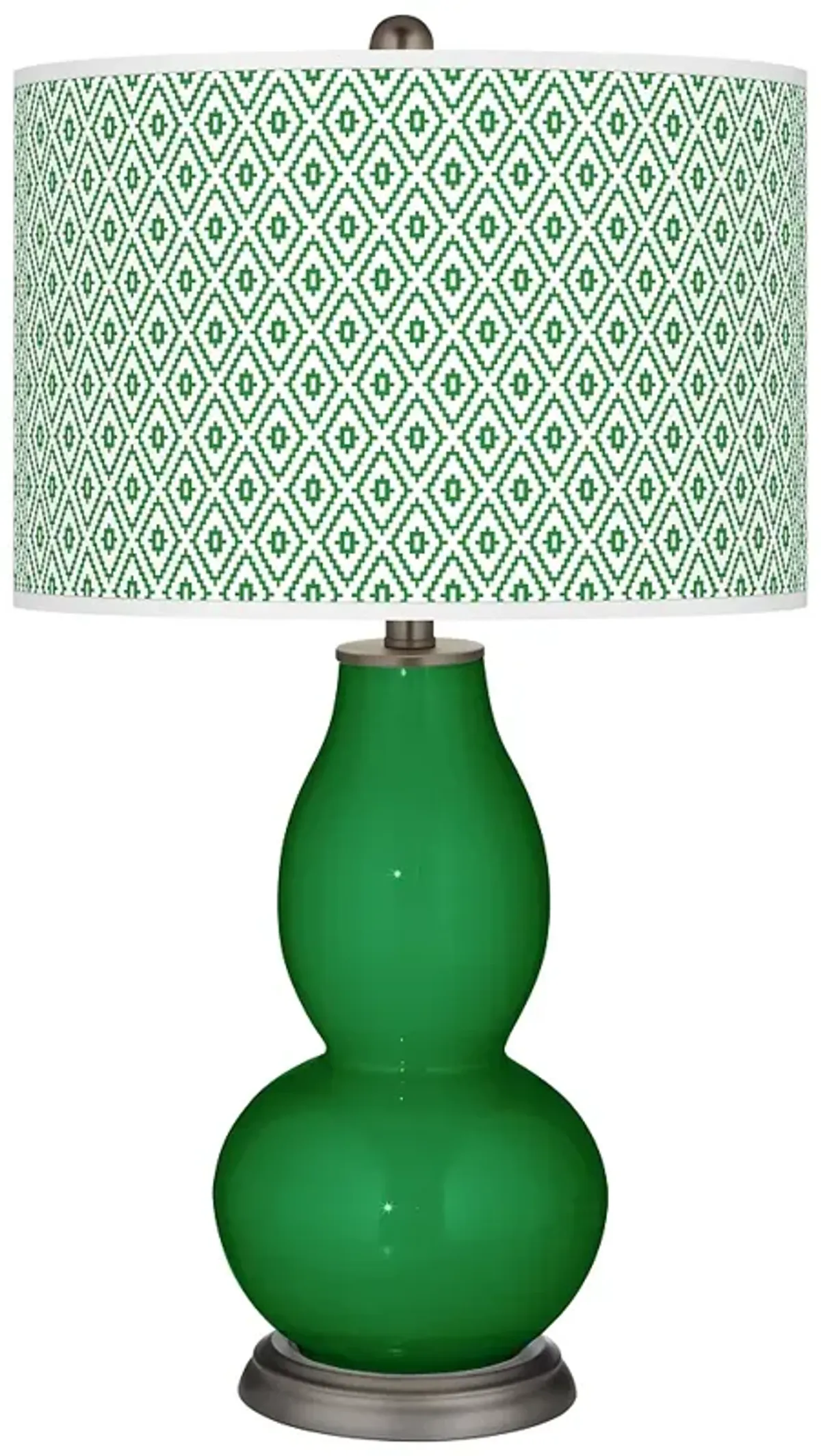 Color Plus Double Gourd 29 1/2" Diamonds Shade Envy Green Table Lamp