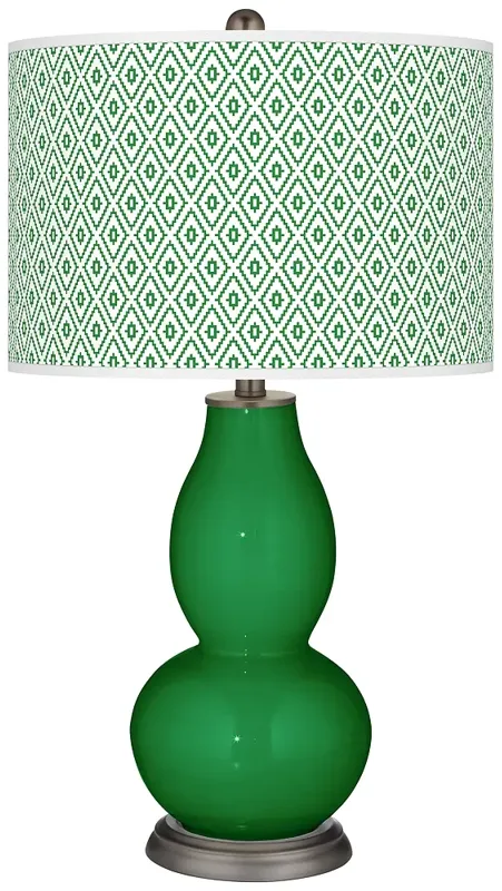 Color Plus Double Gourd 29 1/2" Diamonds Shade Envy Green Table Lamp