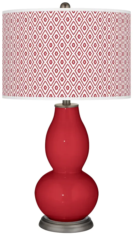 Ribbon Red Diamonds Double Gourd Table Lamp