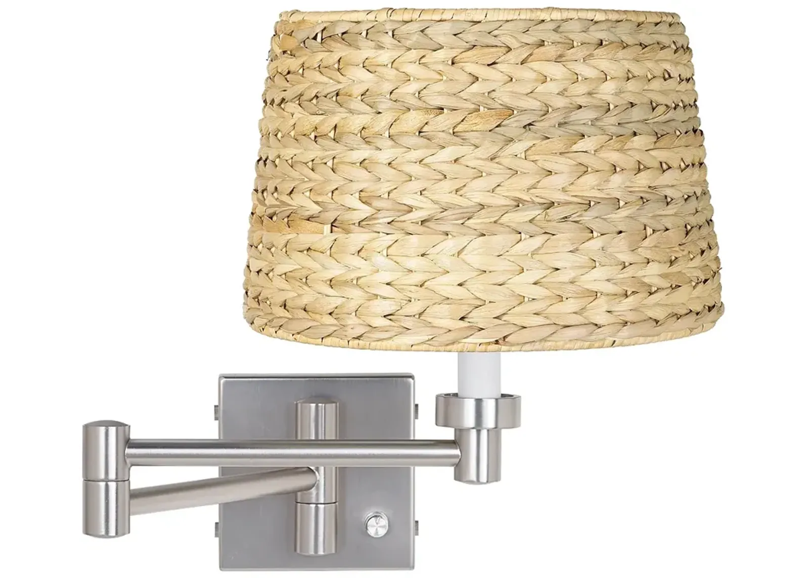 Possini Euro Brushed Nickel Woven Seagrass Shade Swing Arm Wall Lamp