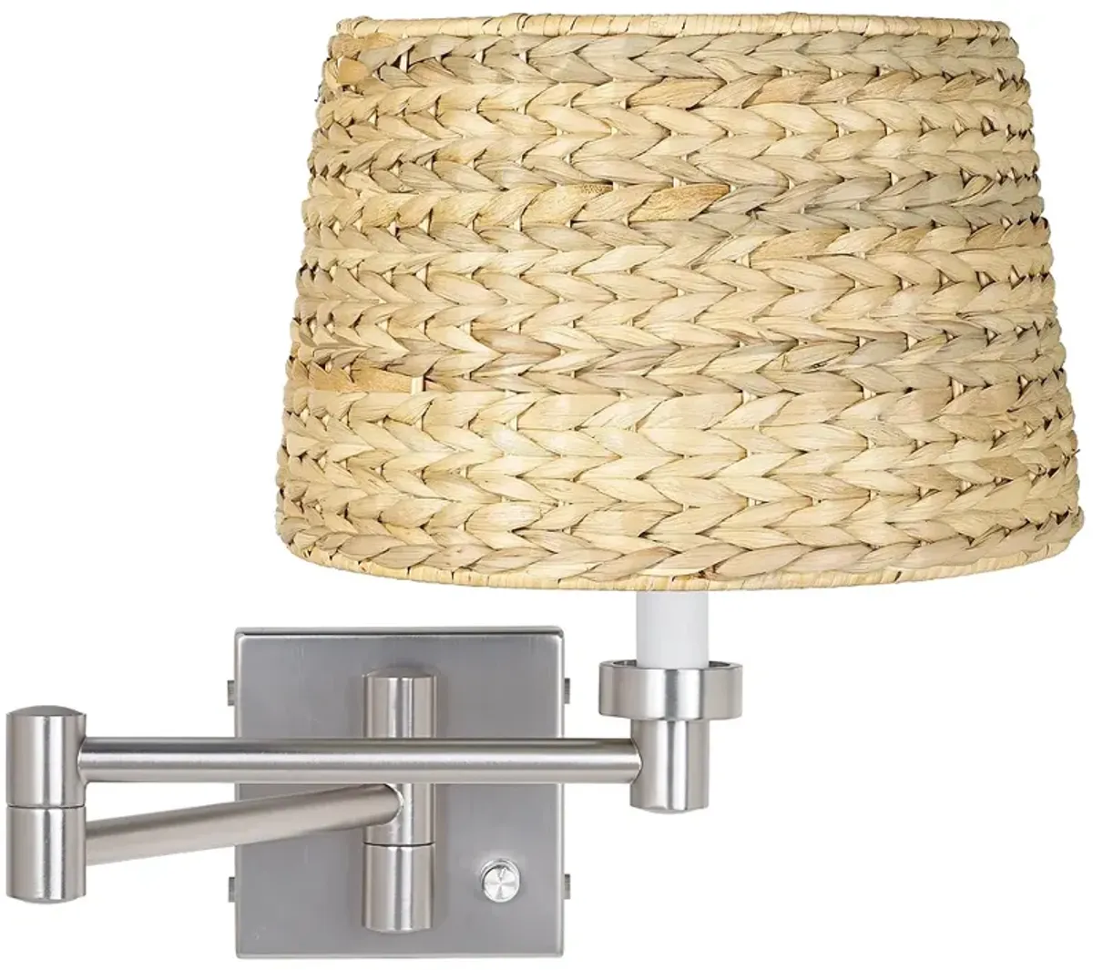 Possini Euro Brushed Nickel Woven Seagrass Shade Swing Arm Wall Lamp