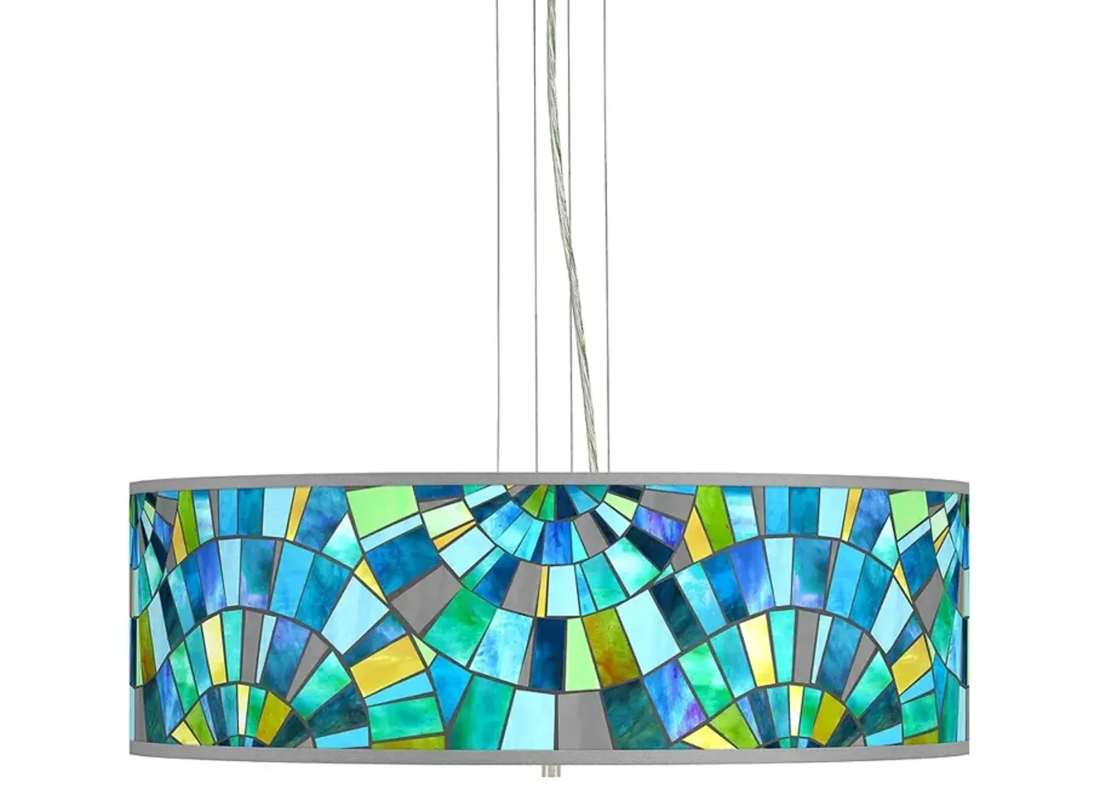 Giclee Gallery 24" Blue Lagos Mosaic 4-Light Modern Pendant Chandelier