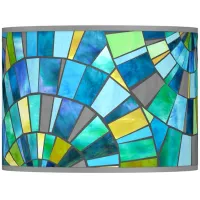 Lagos Mosaic Blue Green Giclee Glow Lamp Shade 13.5x13.5x10 (Spider)