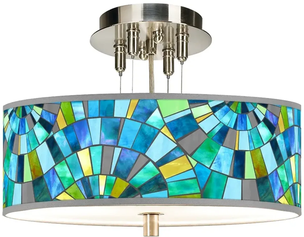 Lagos Mosaic Giclee 14" Wide Ceiling Light