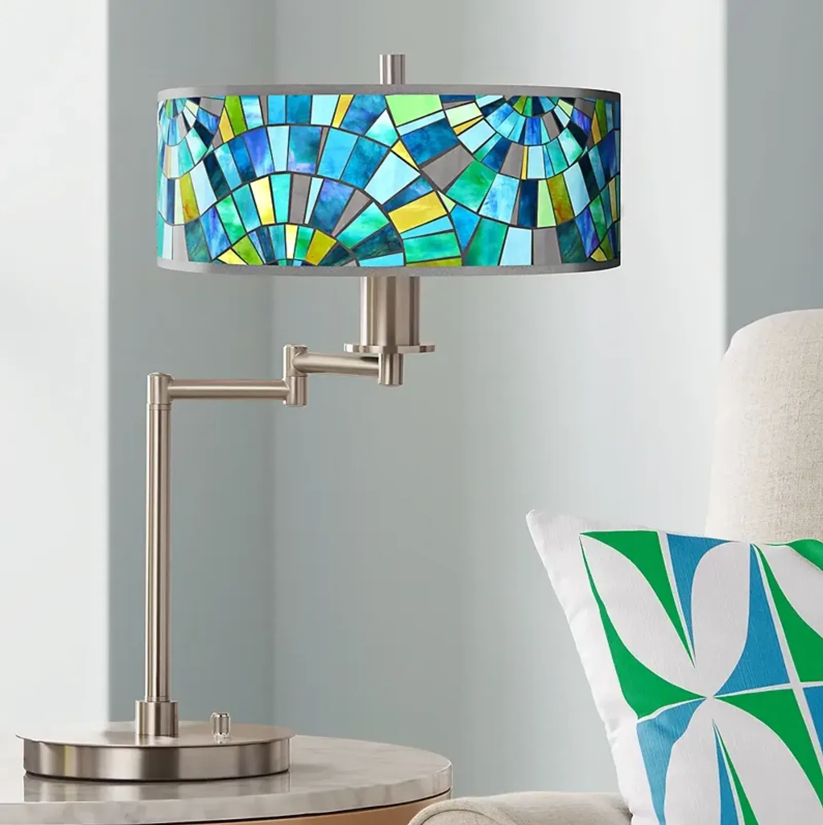 Giclee Gallery 20 1/2" Lagos Mosaic Giclee Swing Arm LED Desk Lamp