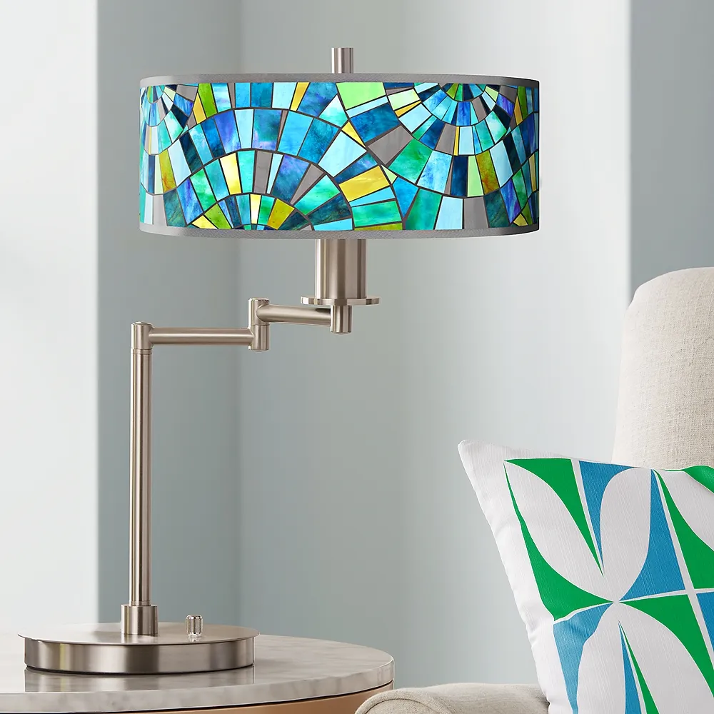 Giclee Gallery 20 1/2" Lagos Mosaic Giclee Swing Arm LED Desk Lamp