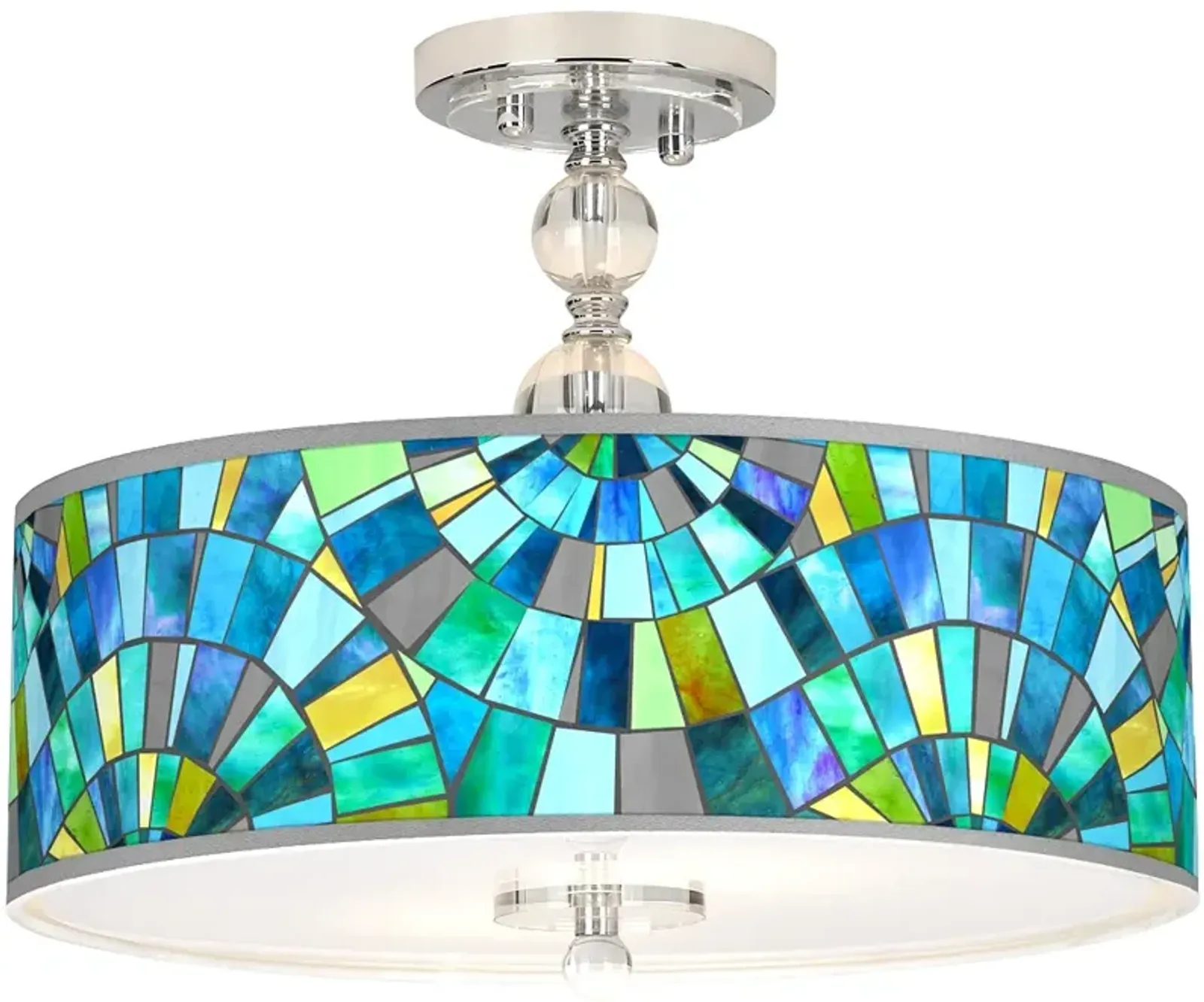 Lagos Mosaic Giclee 16" Wide Semi-Flush Ceiling Light