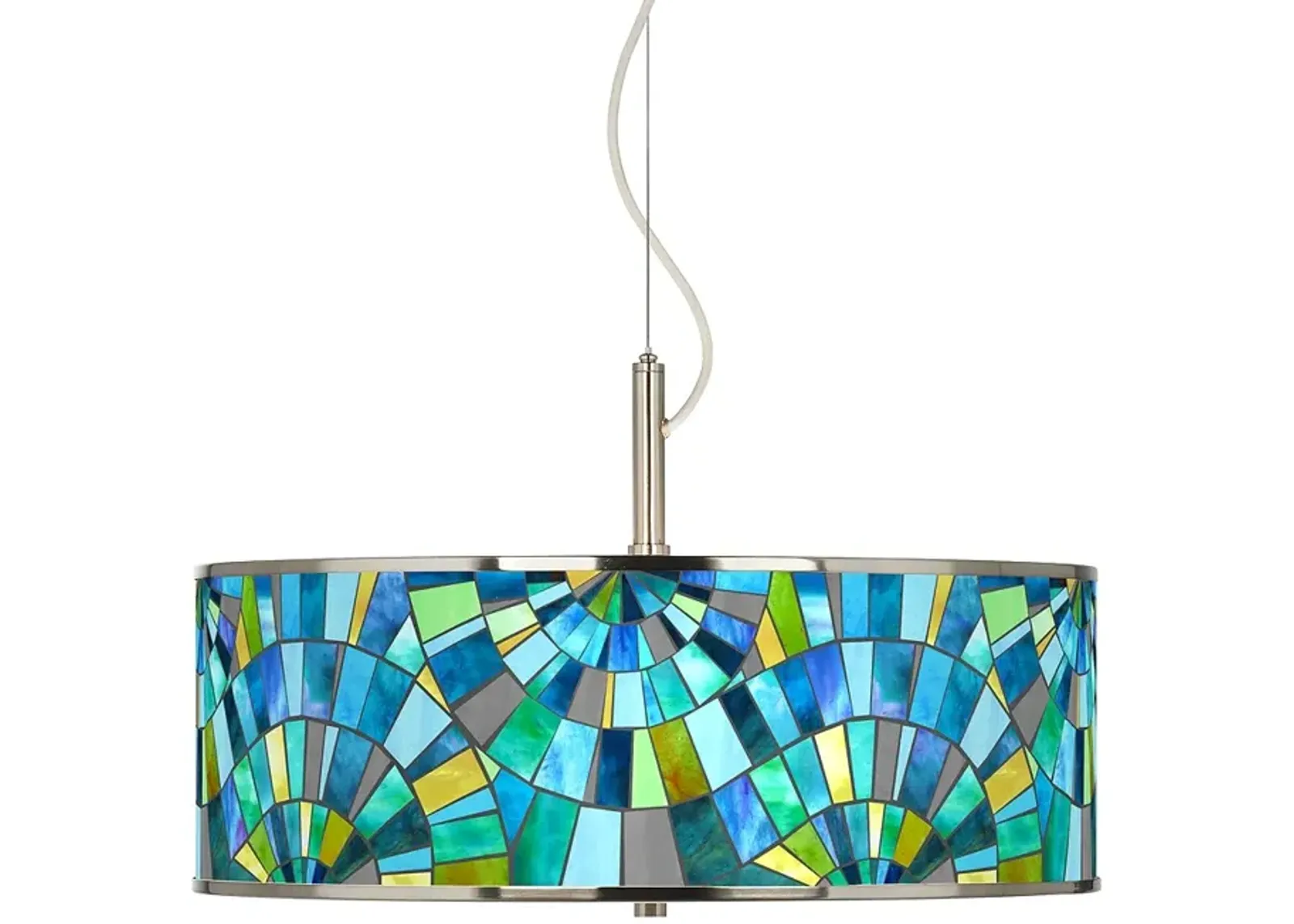 Giclee Glow 20" Wide Lagos Mosaic Drum Shade Pendant Light