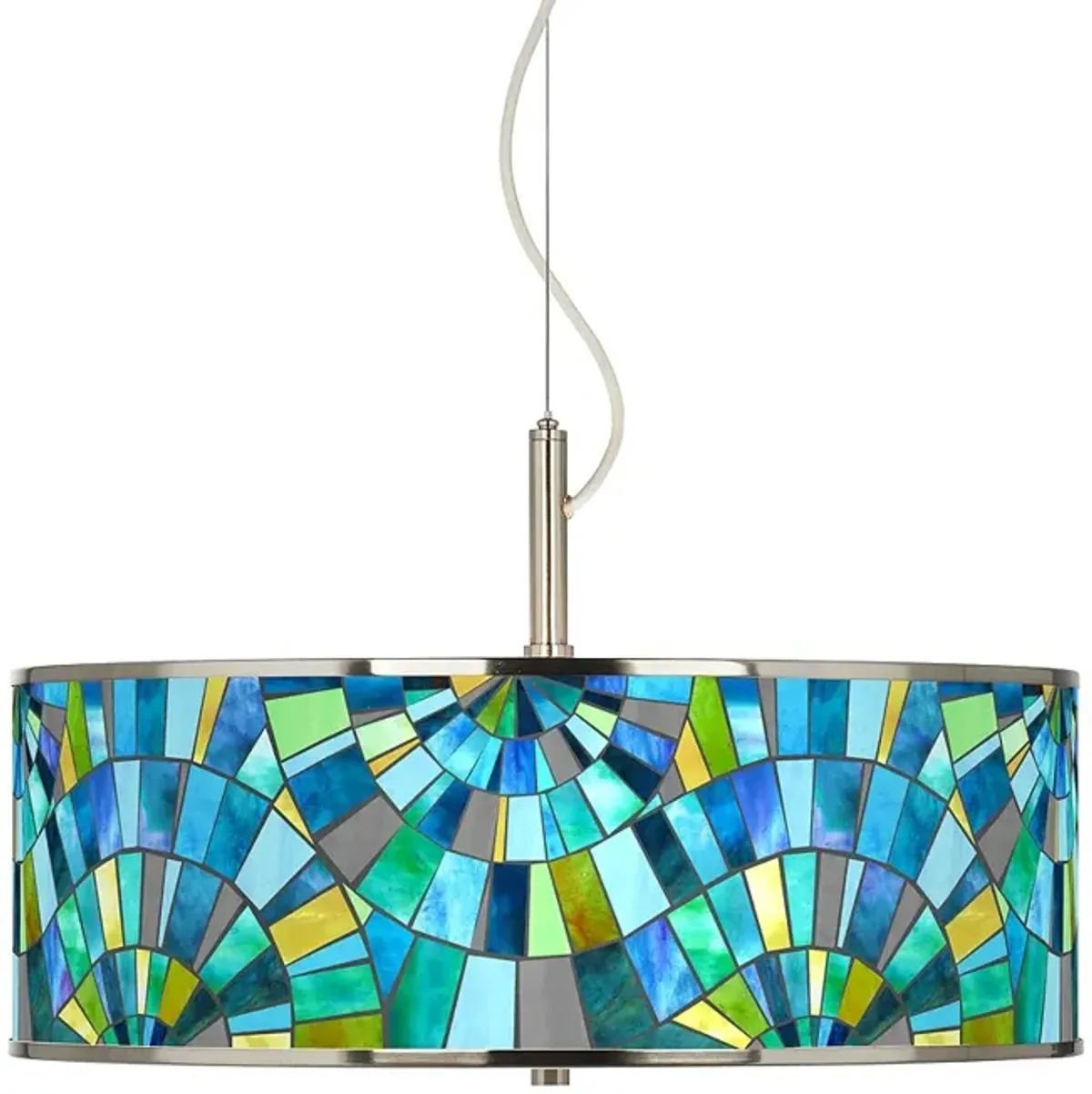 Giclee Glow 20" Wide Lagos Mosaic Drum Shade Pendant Light