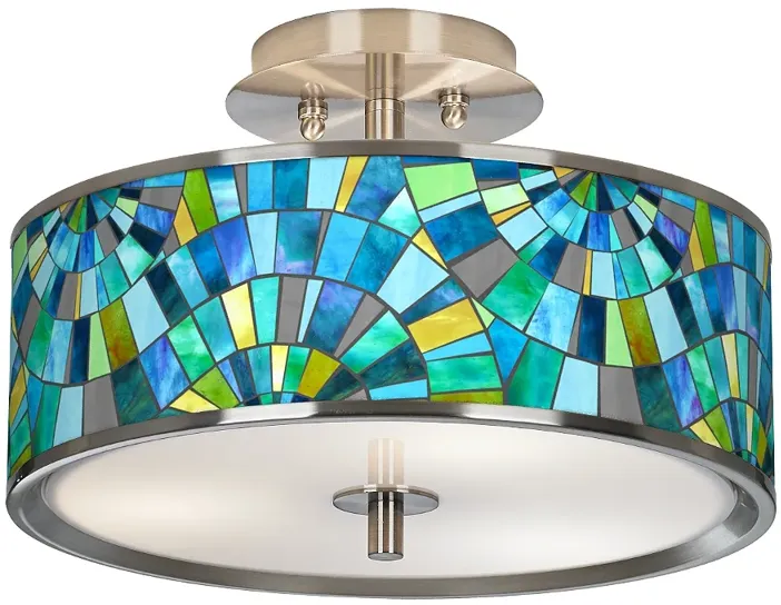 Lagos Mosaic Giclee Glow 14" Wide Ceiling Light