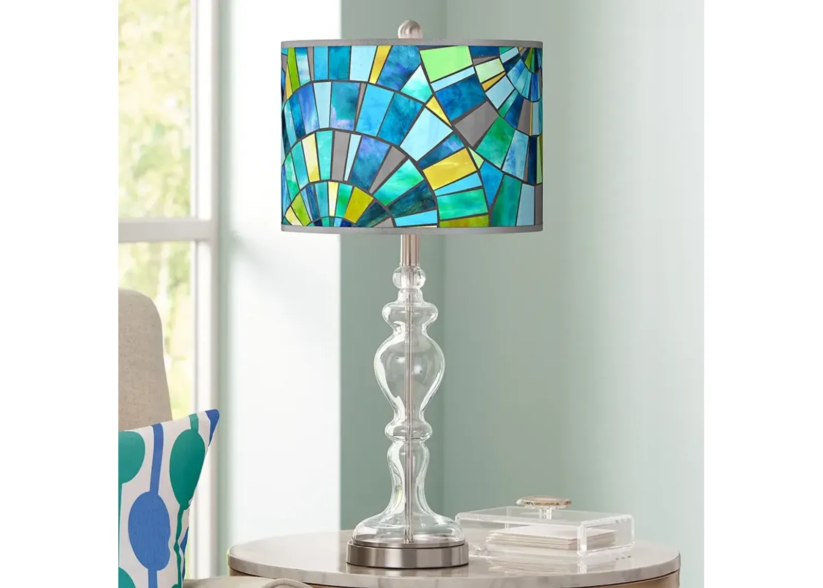 Lagos Mosaic Giclee Apothecary Clear Glass Table Lamp