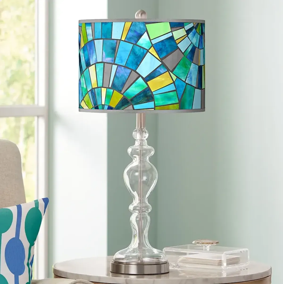 Lagos Mosaic Giclee Apothecary Clear Glass Table Lamp