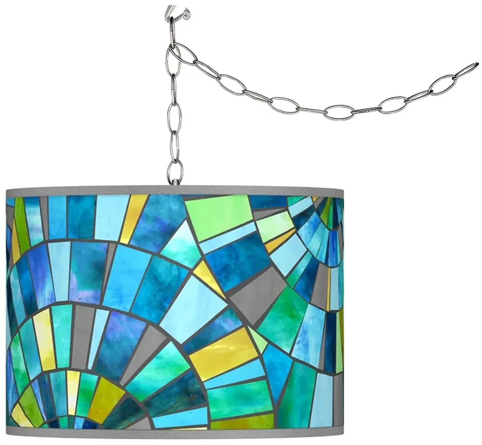 Lagos Mosaic Giclee Glow Plug-In Swag Pendant