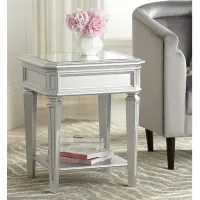 Aurora 20" Wide Mirrored and Silver Traditional Side Table
