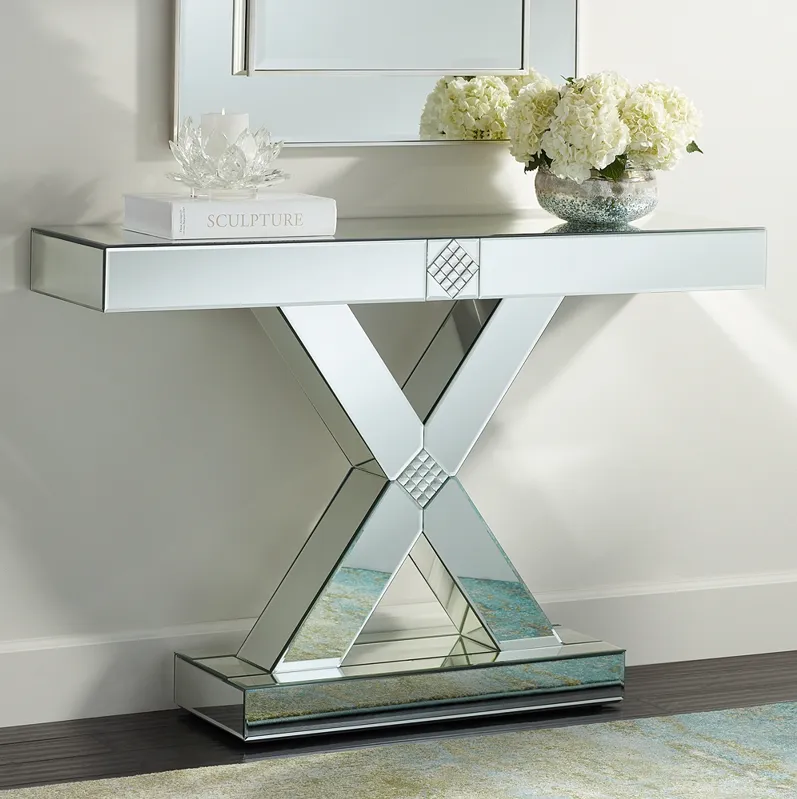 Medina 46 1/2" Wide Mosaic X-Frame Mirrored Console Table