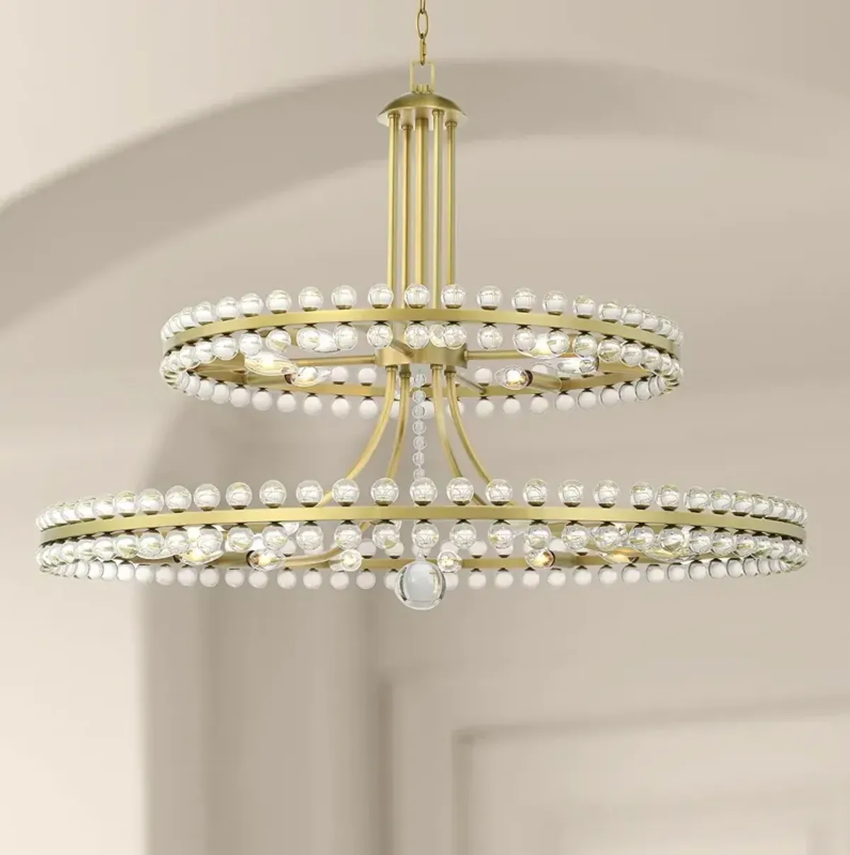Crystorama Clover 40" Wide Aged Brass 2-Tier Chandelier
