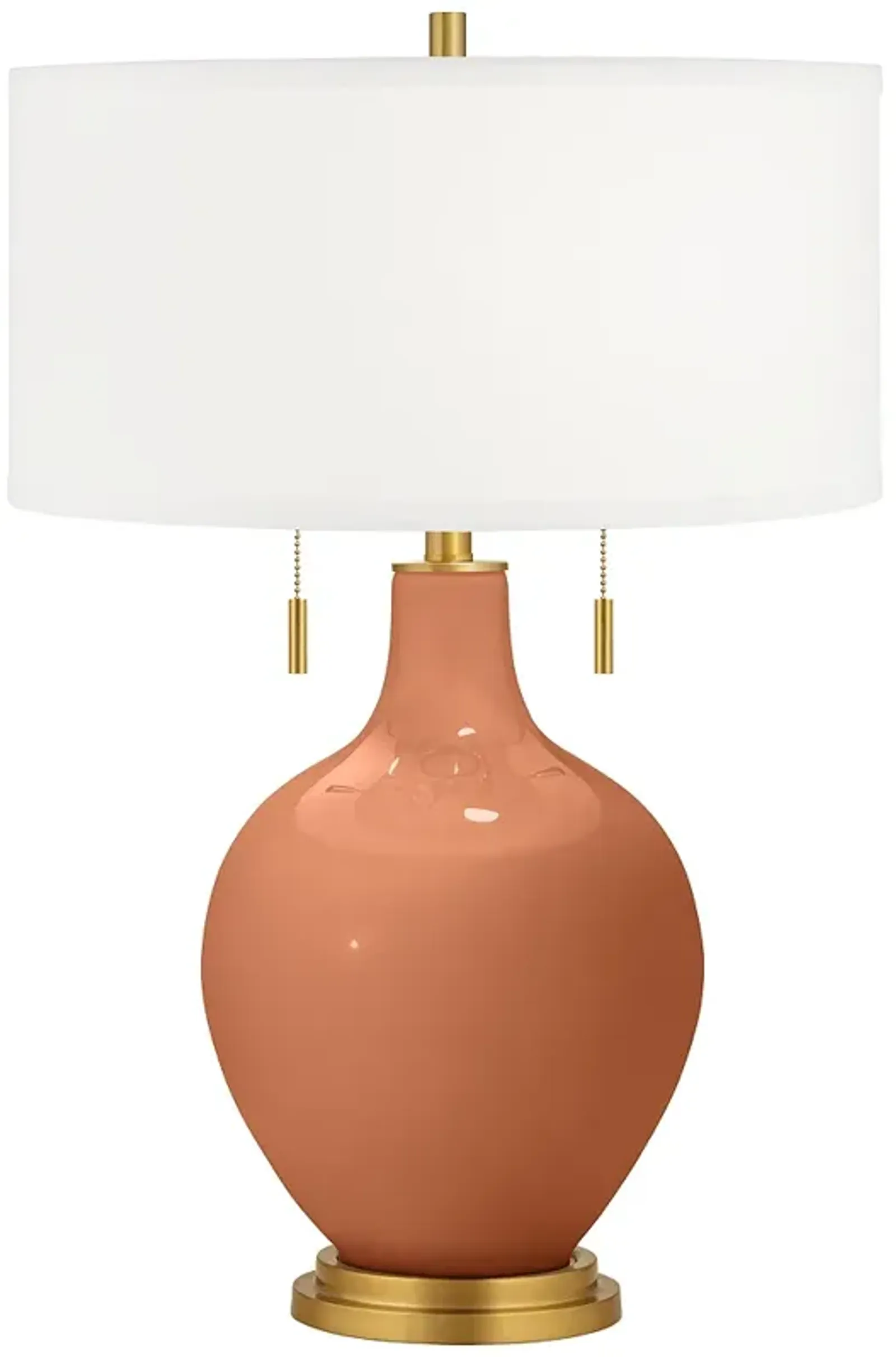 Color Plus Toby Brass 28" Baked Clay Brown Table Lamp