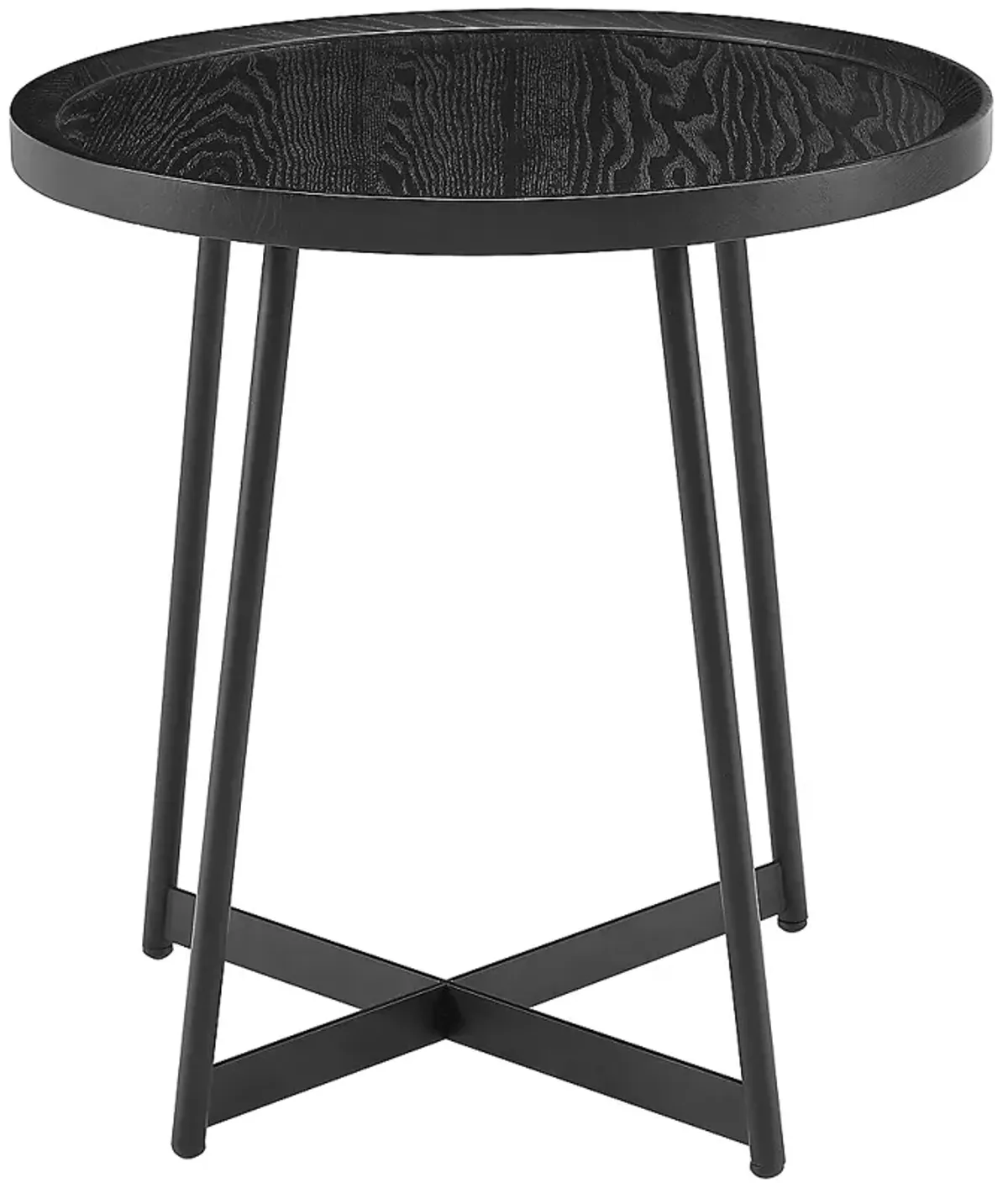 Niklaus 21 3/4" Wide Black Stained Ash Wood Round Side Table