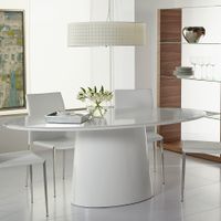 Deodat 78 1/2"W Matte White Lacquered Wood Oval Dining Table