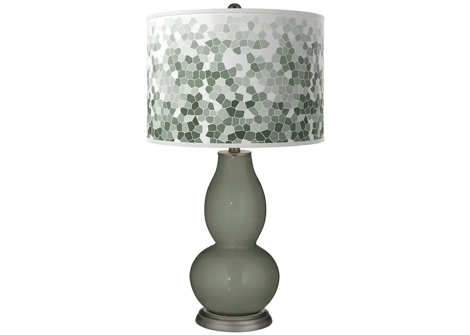 Pewter Green Mosaic Double Gourd Table Lamp