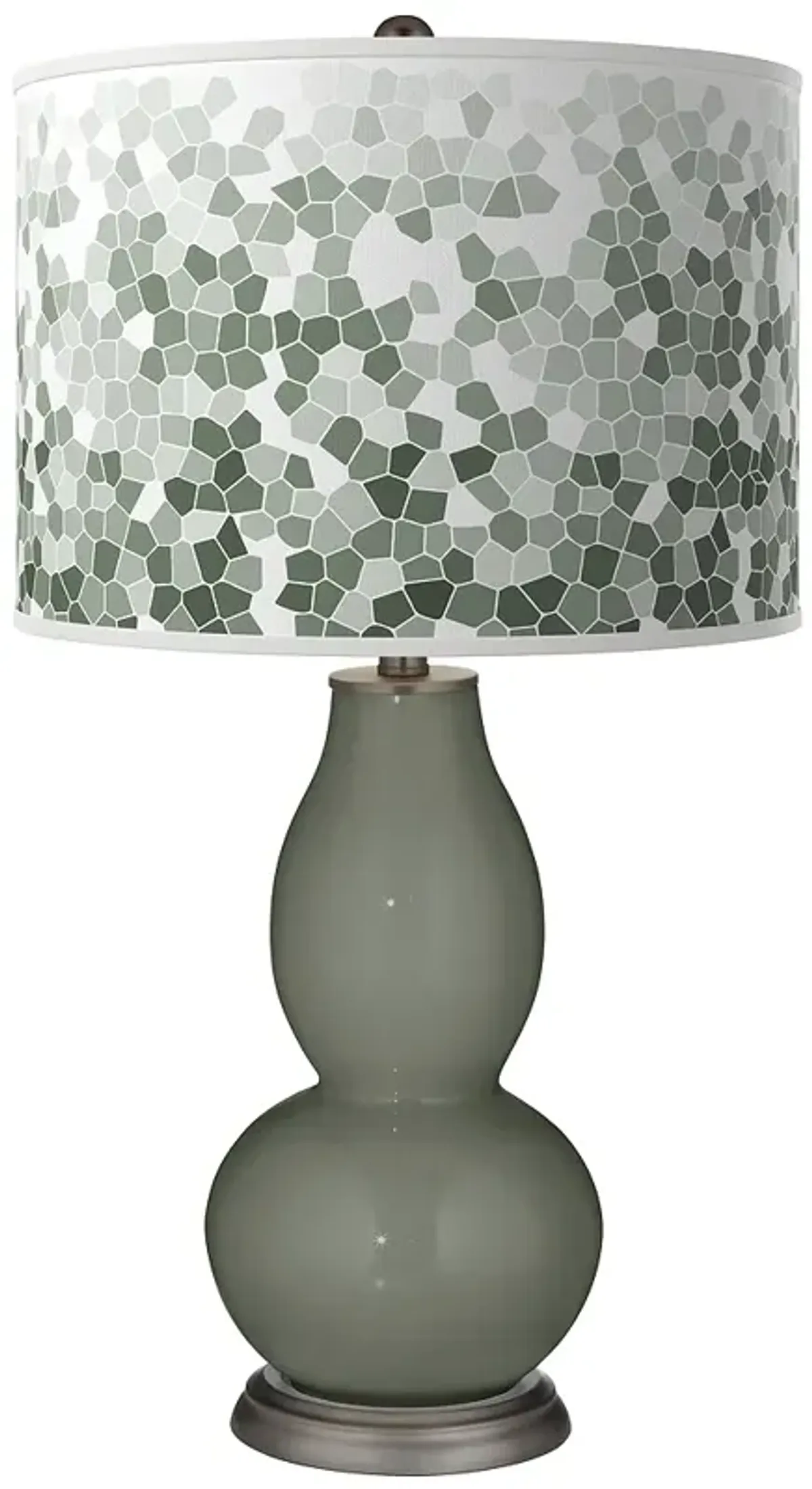 Pewter Green Mosaic Double Gourd Table Lamp