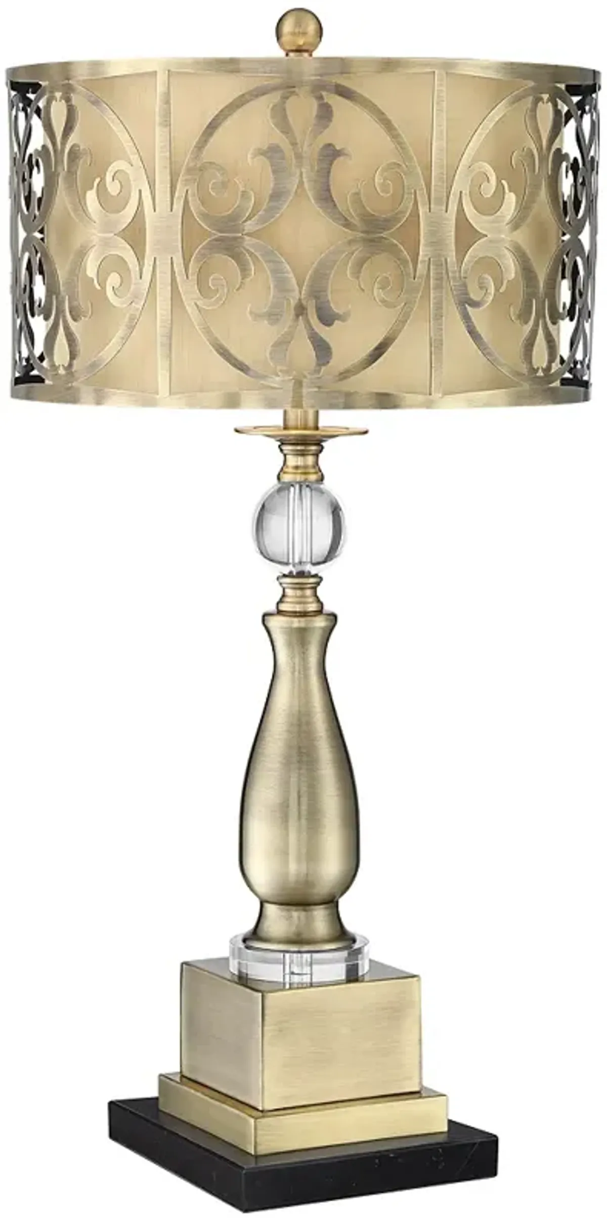 Possini Euro Doris 30 1/2" Brass Table Lamp with Black Marble Riser