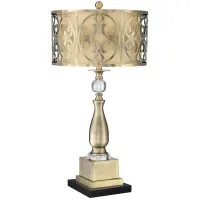 Possini Euro Doris 30 1/2" Brass Table Lamp with Black Marble Riser