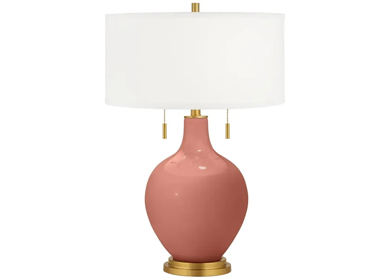 Color Plus Toby Brass 28" Modern Glass Rojo Dust Red Table Lamp